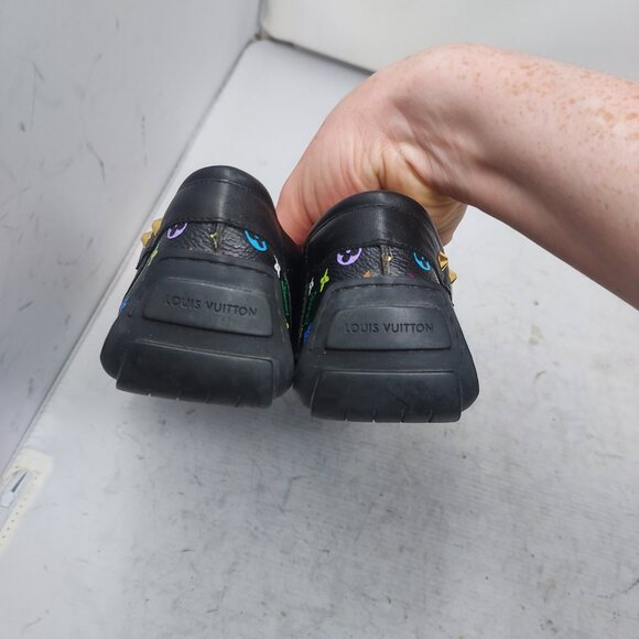 Louis Vuitton Multicolored Monogram Black Lock Driver Loafers - Picture 9 of 11